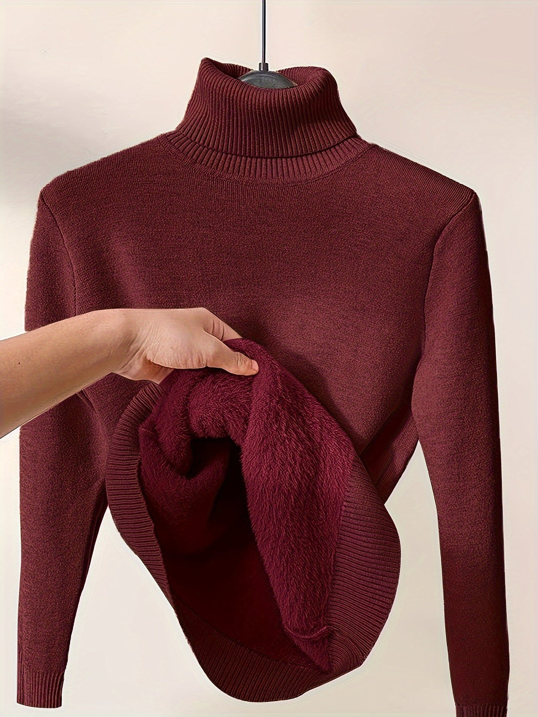 Lined High-Neck Sweater for Women, Cozy Style
