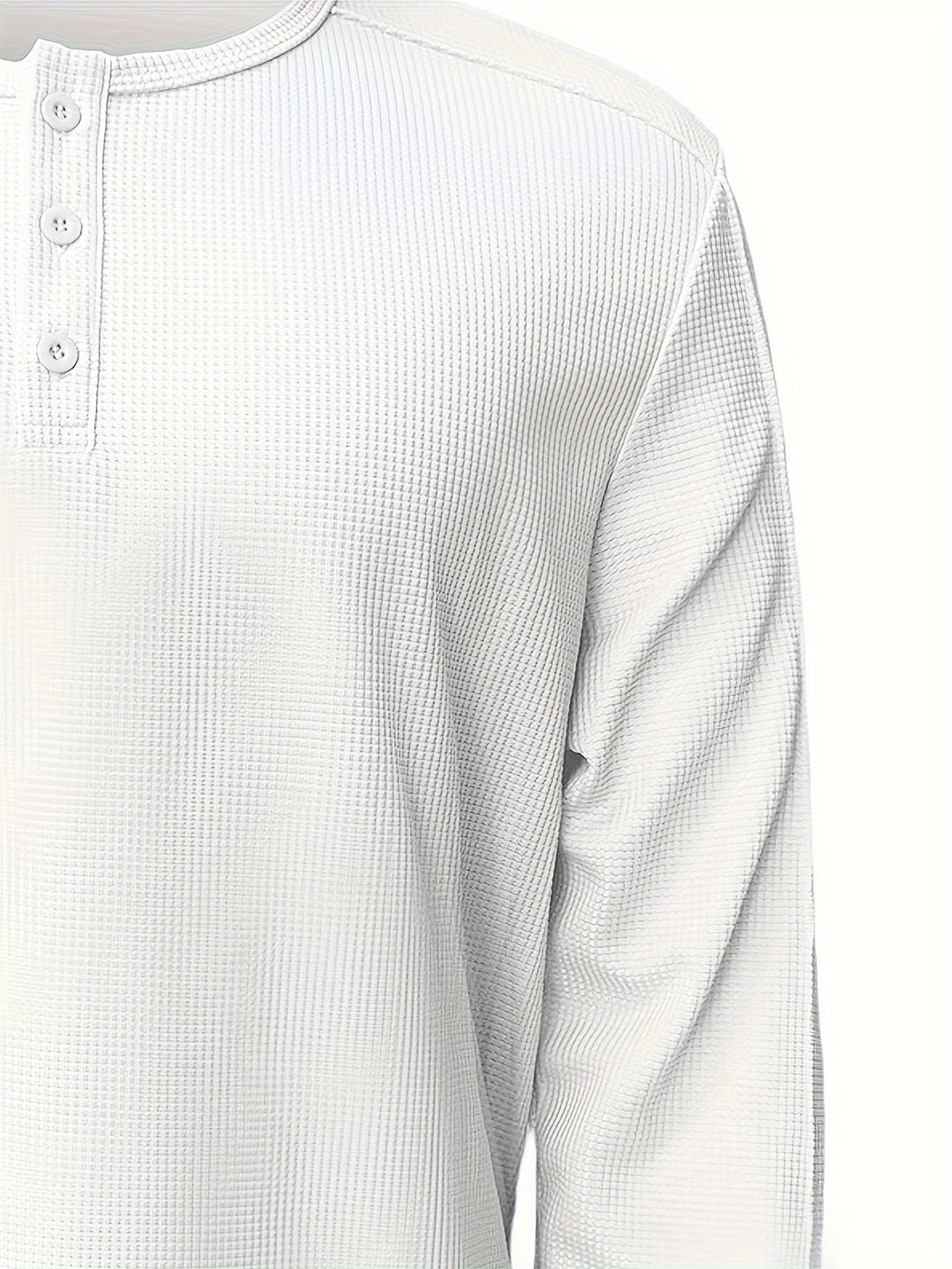 Textured Long-Sleeve Henley for Men