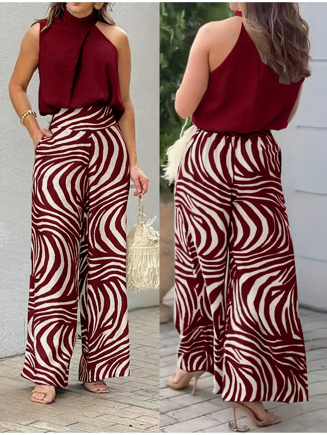 Sleeveless Wide-Leg Two-Piece Set for Women