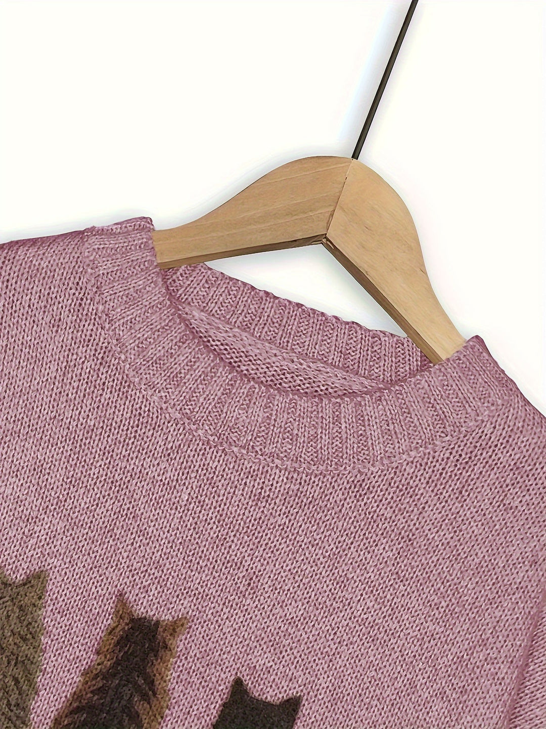 Cat-Print Sweater for Women, Cozy Style