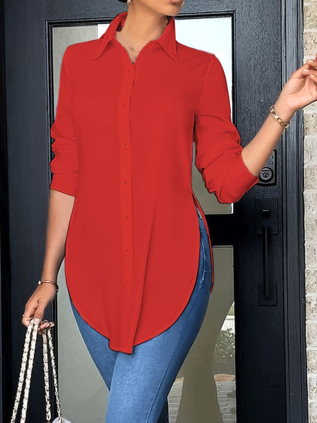 Refined Button-Front Blouse for Women