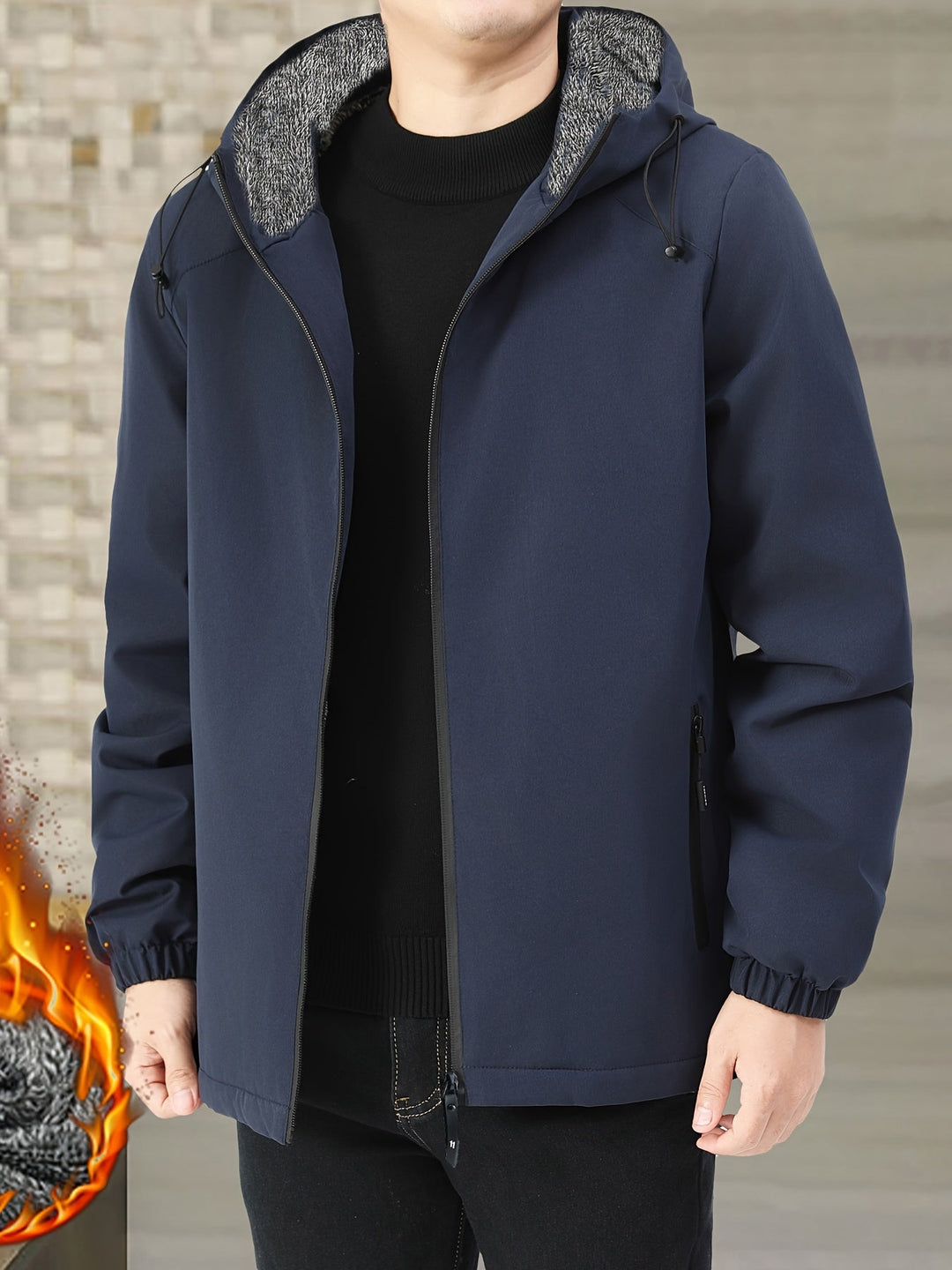 Cozy Fleece-Lined Hooded Jacket for Men