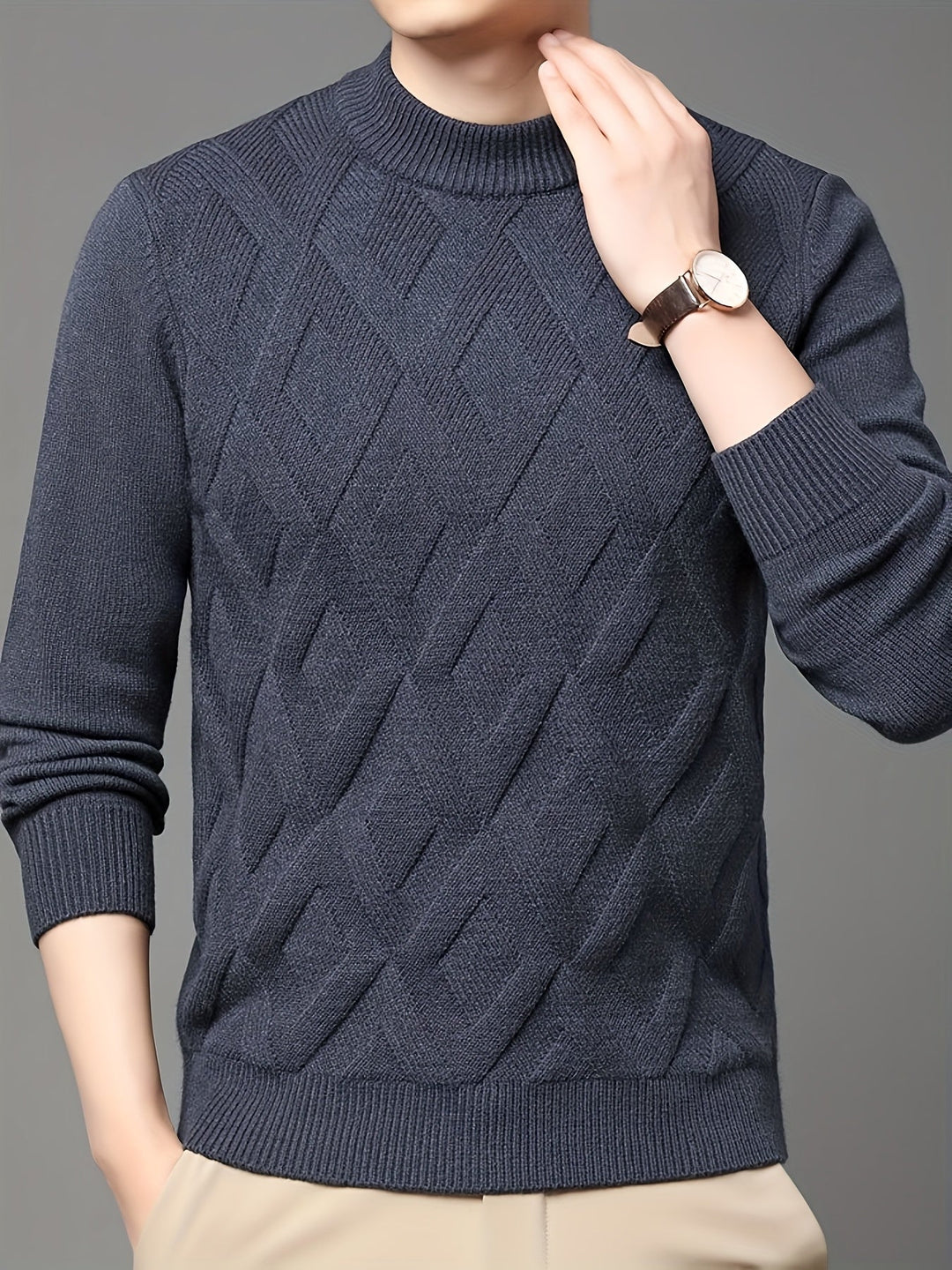 Mock-Neck Sweater, Men's Textured Fit