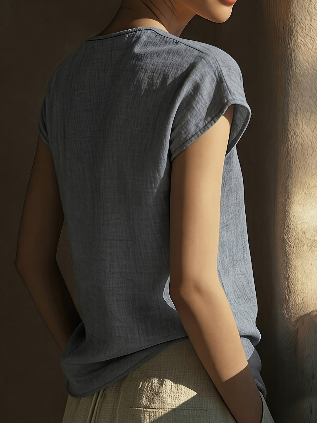 Lace-Trim V-Neck Top for Women