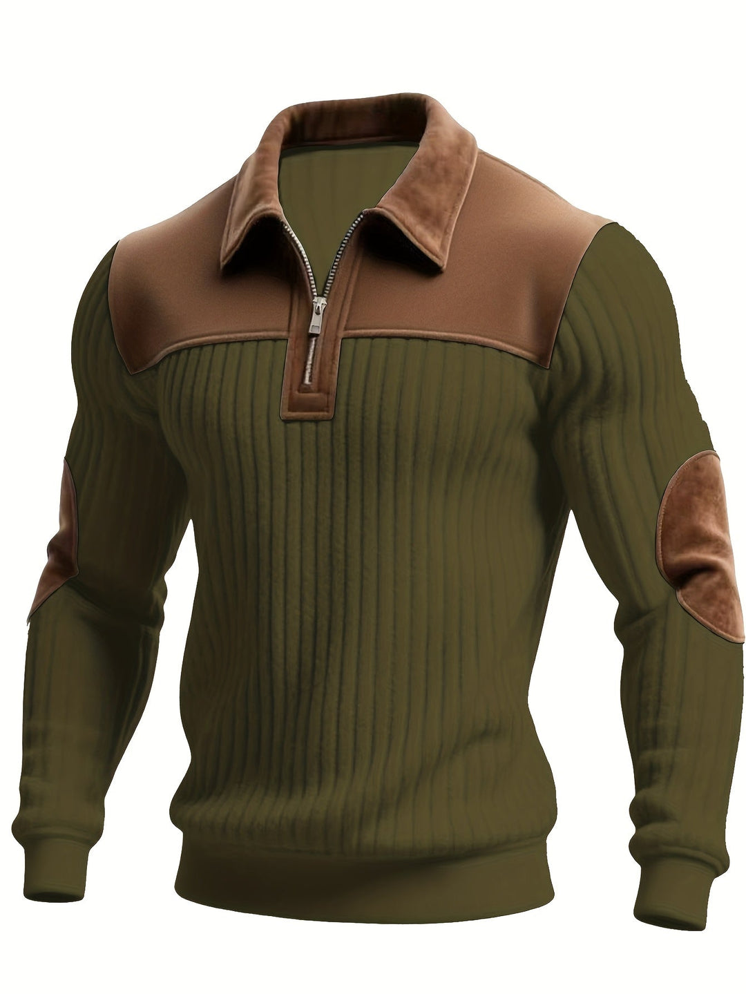Two-Tone Quarter-Zip Pullover for Men