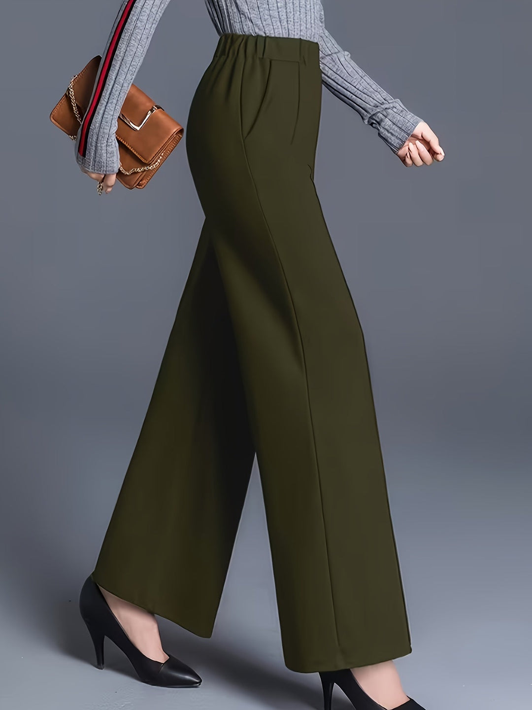 Ladies High-Waisted Wide-Leg Pants