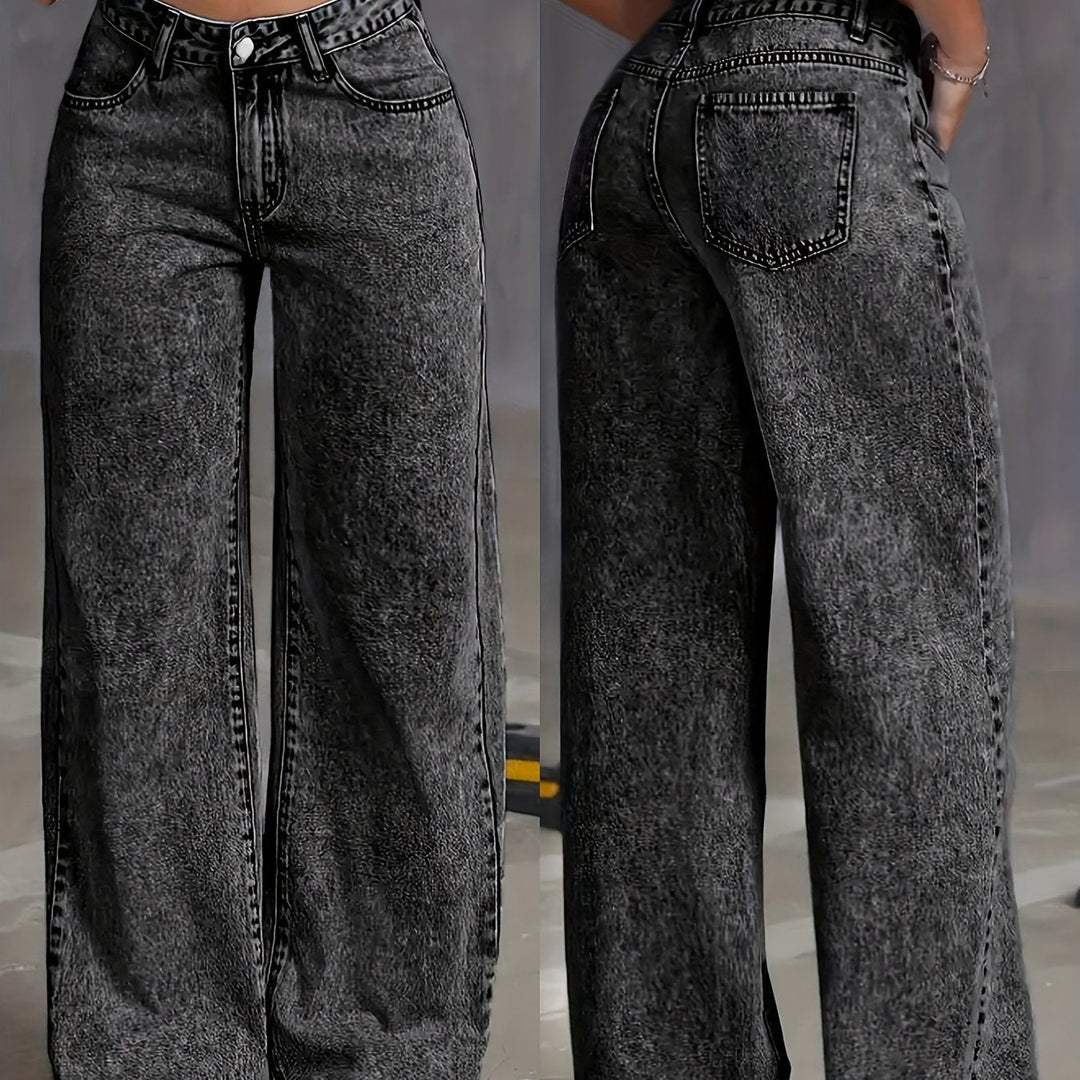 Black High-Waisted Wide-Leg Jeans for Women