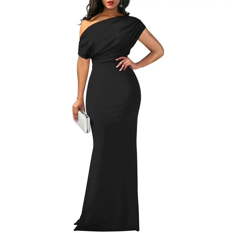 Off-Shoulder Evening Dress, Women's Elegant Fit