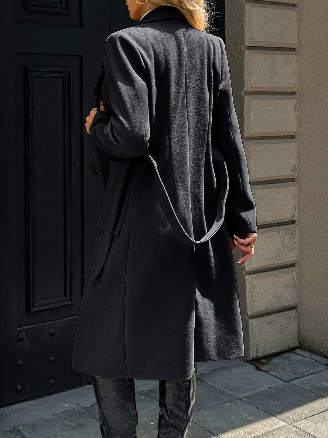 Tailored Belted Long Coat for Women