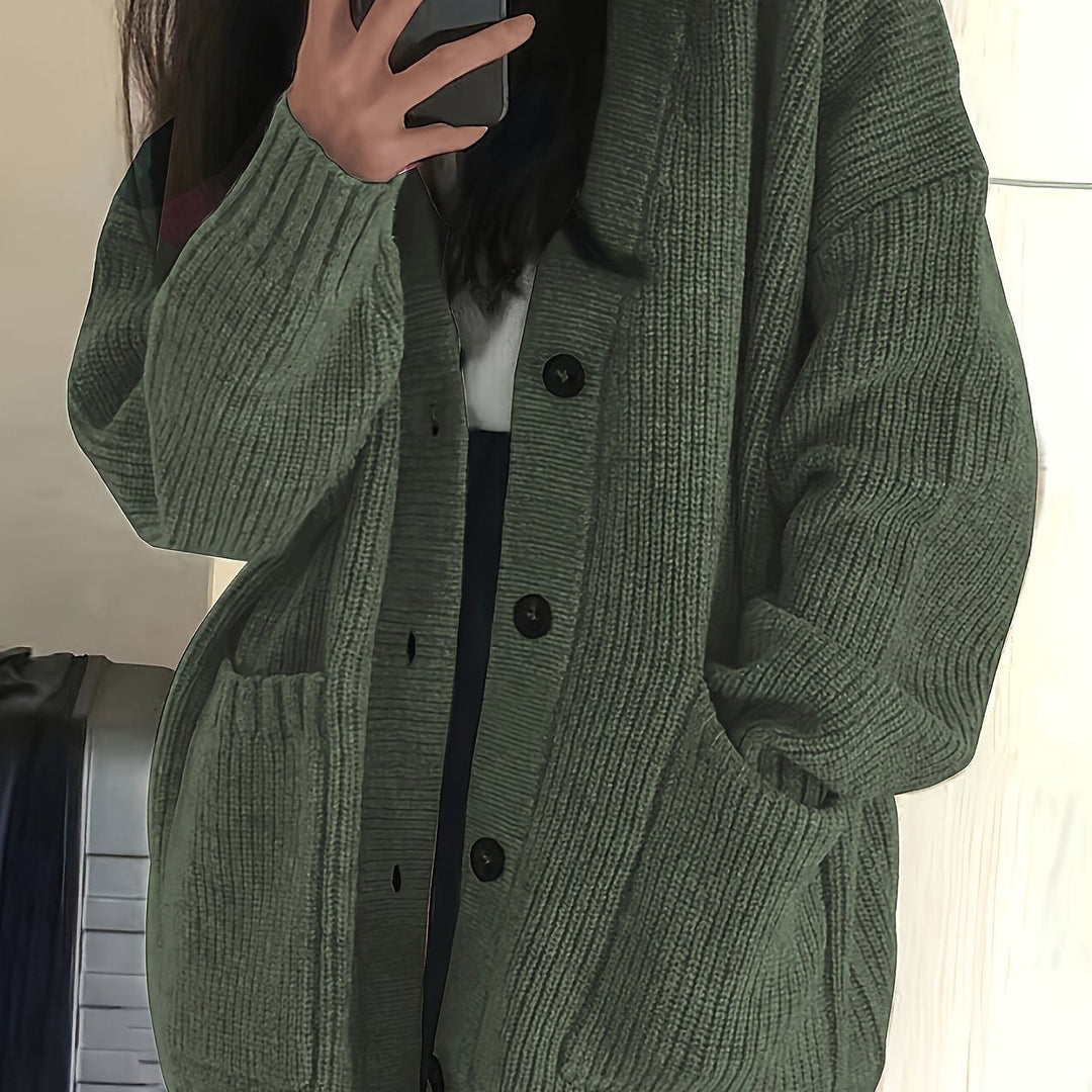 Ladies Relaxed Button-Front Cardigan
