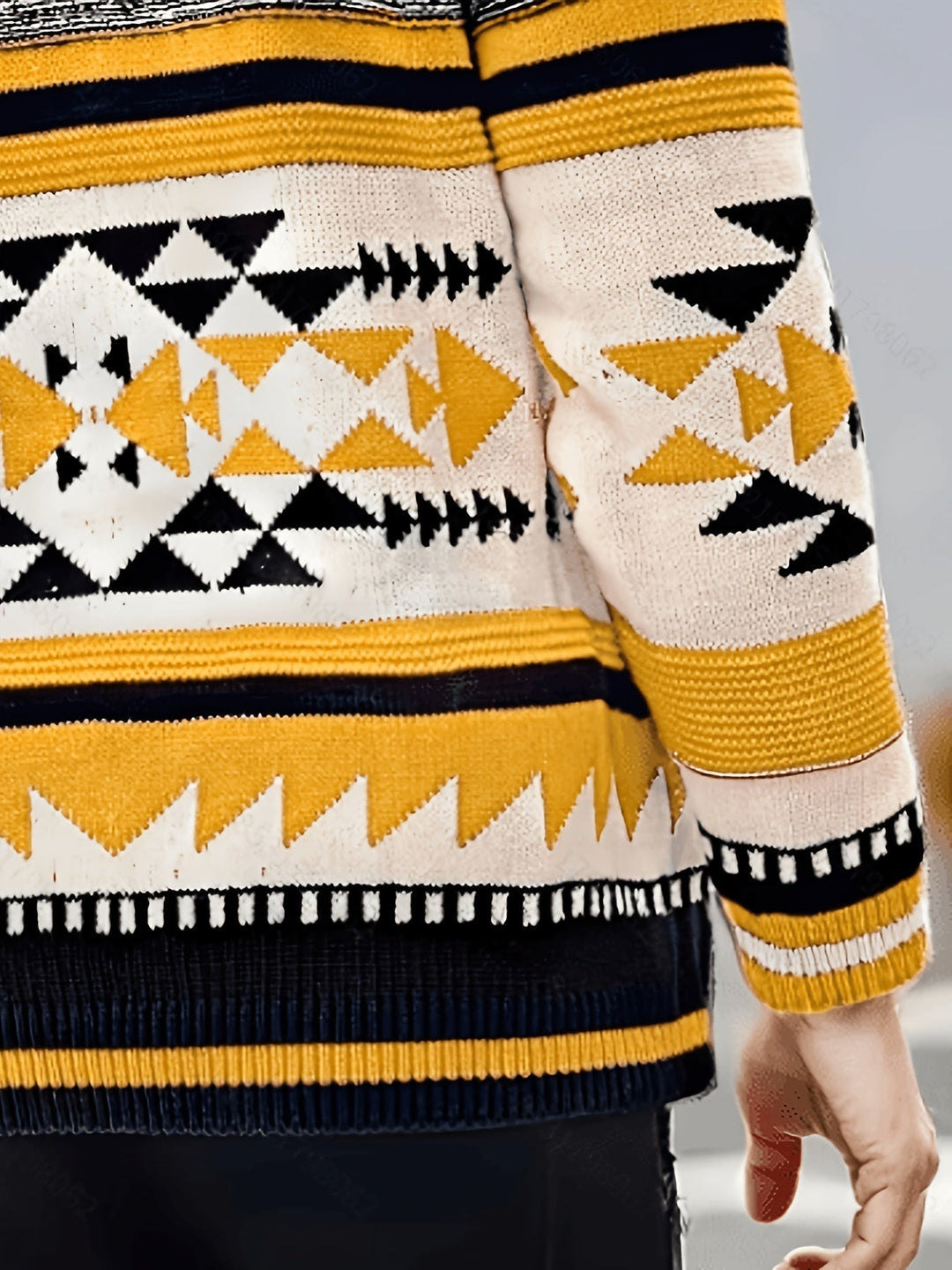 Patterned Zip-Up Cardigan for Men