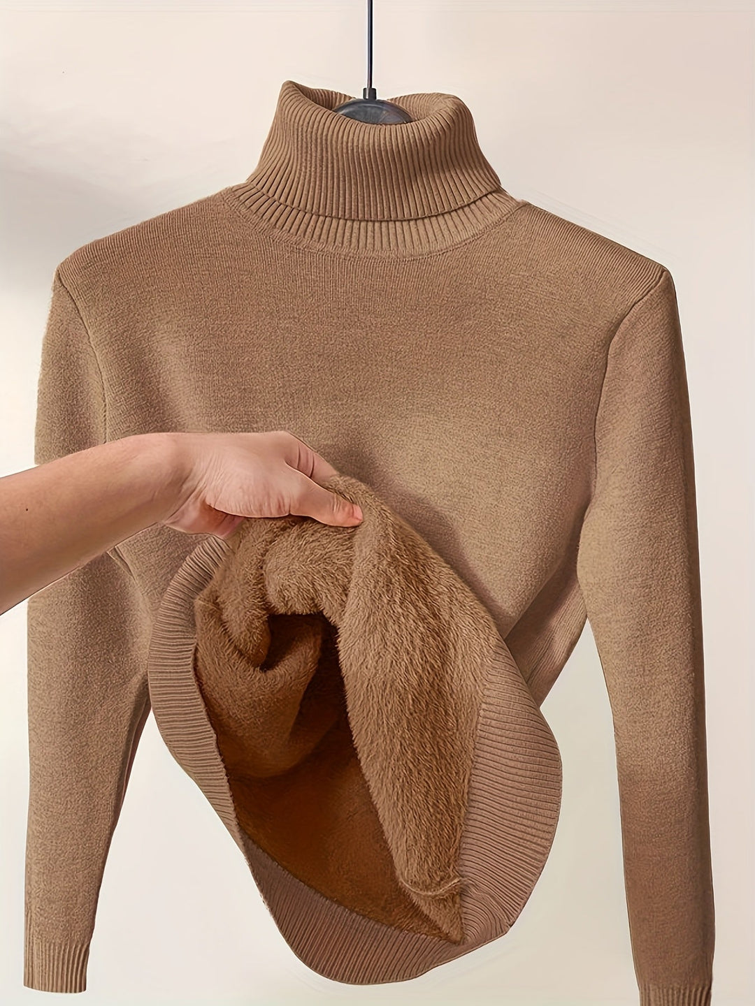 Lined High-Neck Sweater for Women, Cozy Style