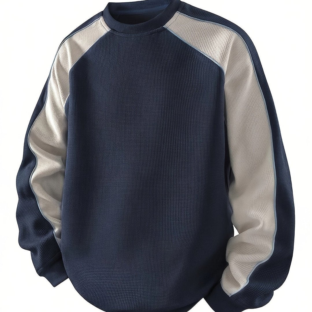 Color-Block Round Neck Sweatshirt for Men