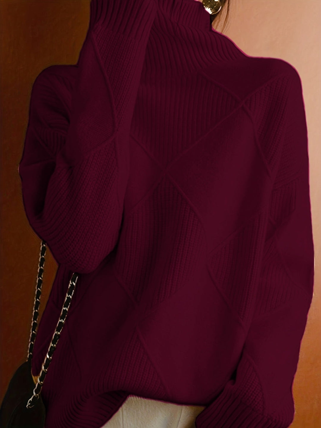 Turtleneck Sweater for Women, Textured Style