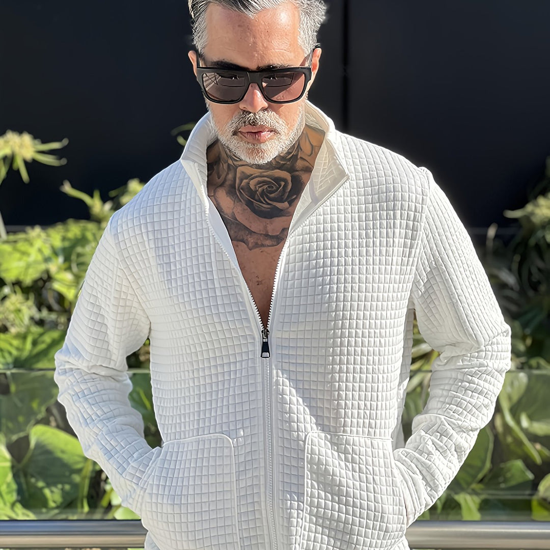 Zip-Up Jacket for Men, Textured Style
