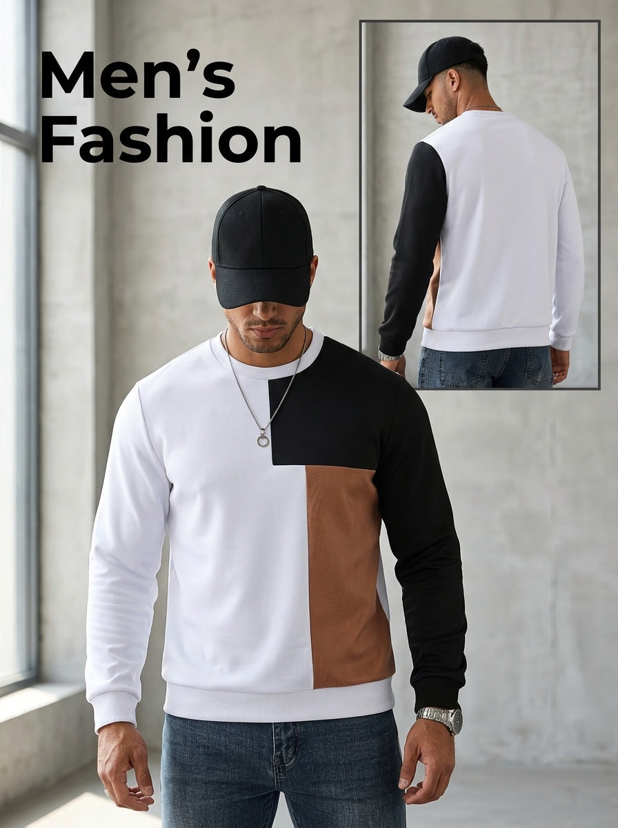 Colour-Block Sweatshirt for Men, Modern Style