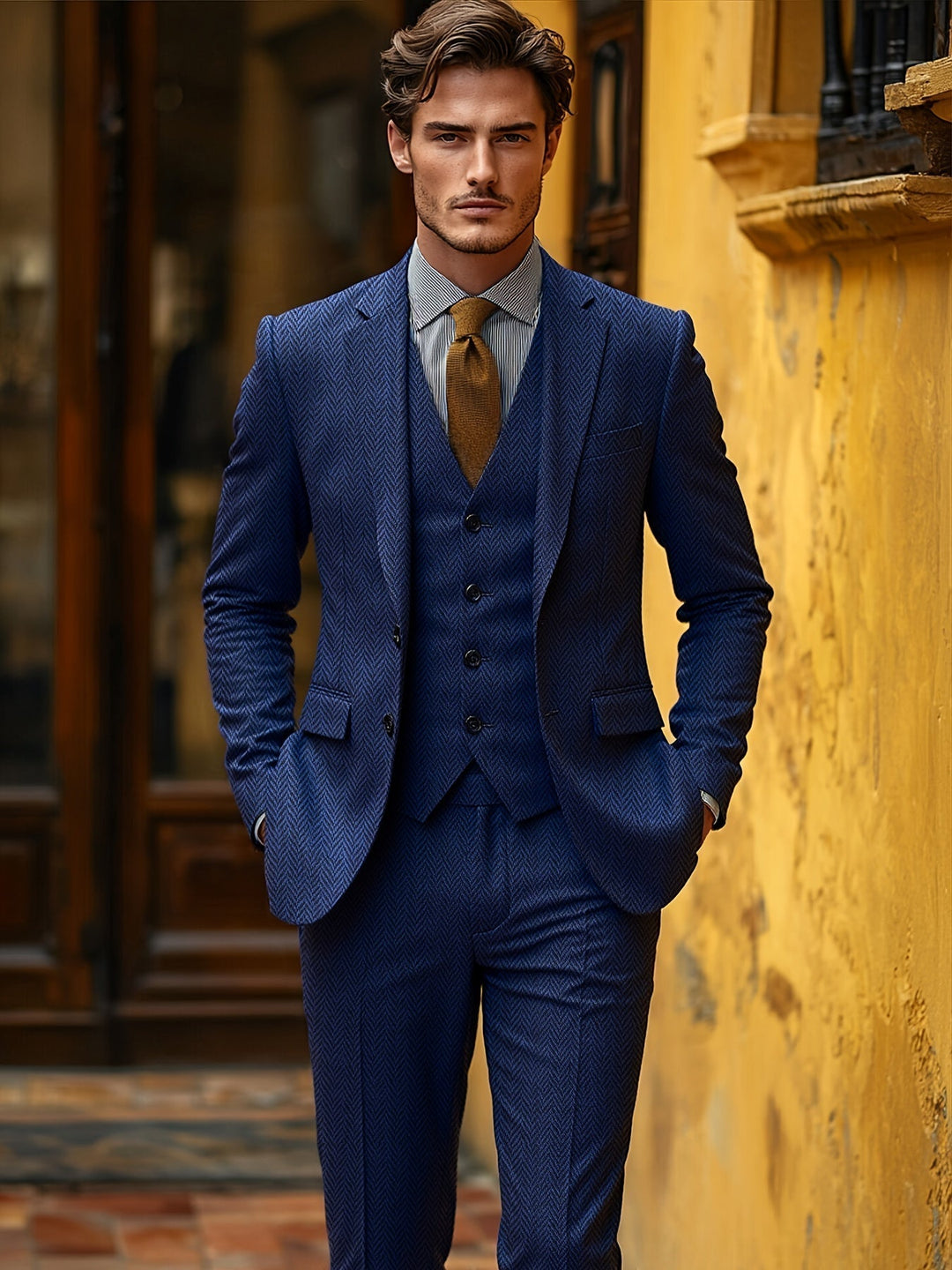 Refined Three-Piece Suit for Men, Plus Size