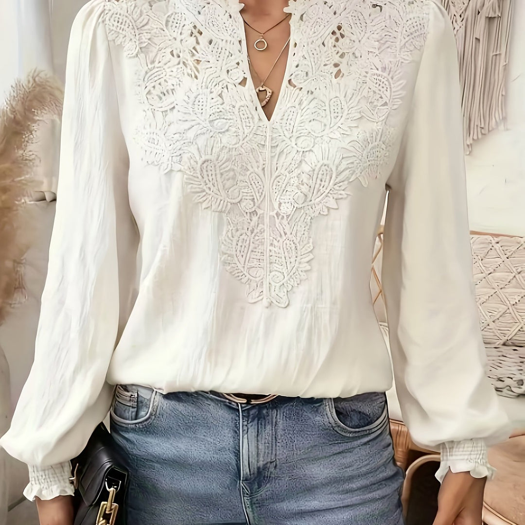 Embroidered V-Neck Blouse for Women