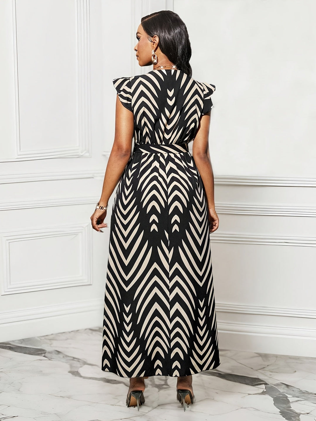 Women's Ruffle-Sleeve Wrap Maxi Dress