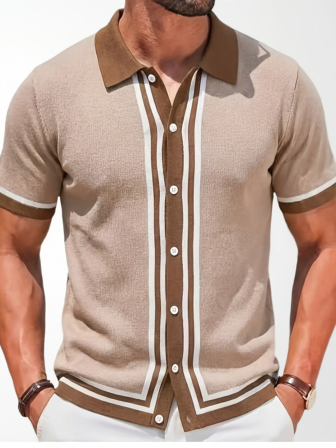 Striped Short Sleeve Shirt for Men