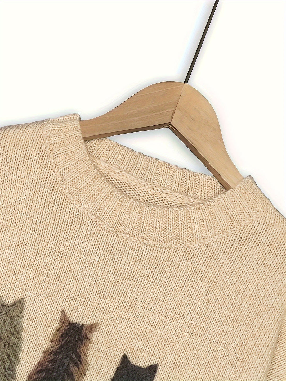 Cat-Print Sweater for Women, Cozy Style