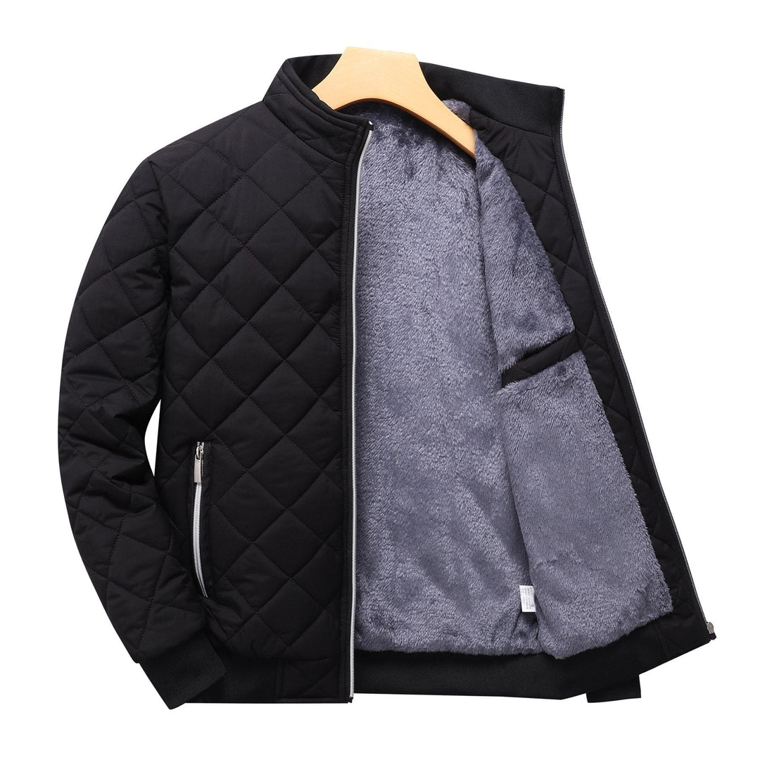 Black Quilted Bomber Jacket for Men