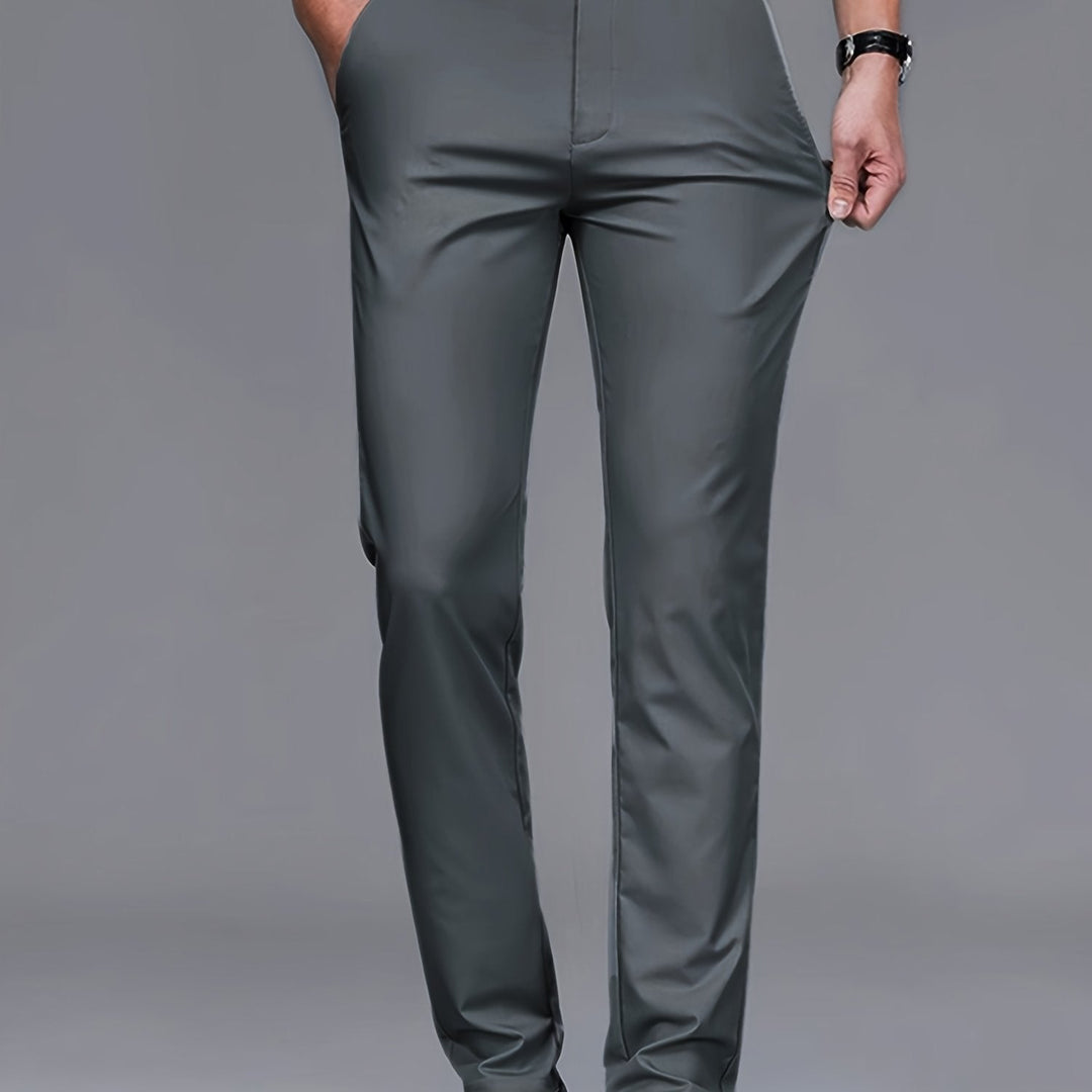 Straight-Leg Trousers, Men's Tailored Fit, Black