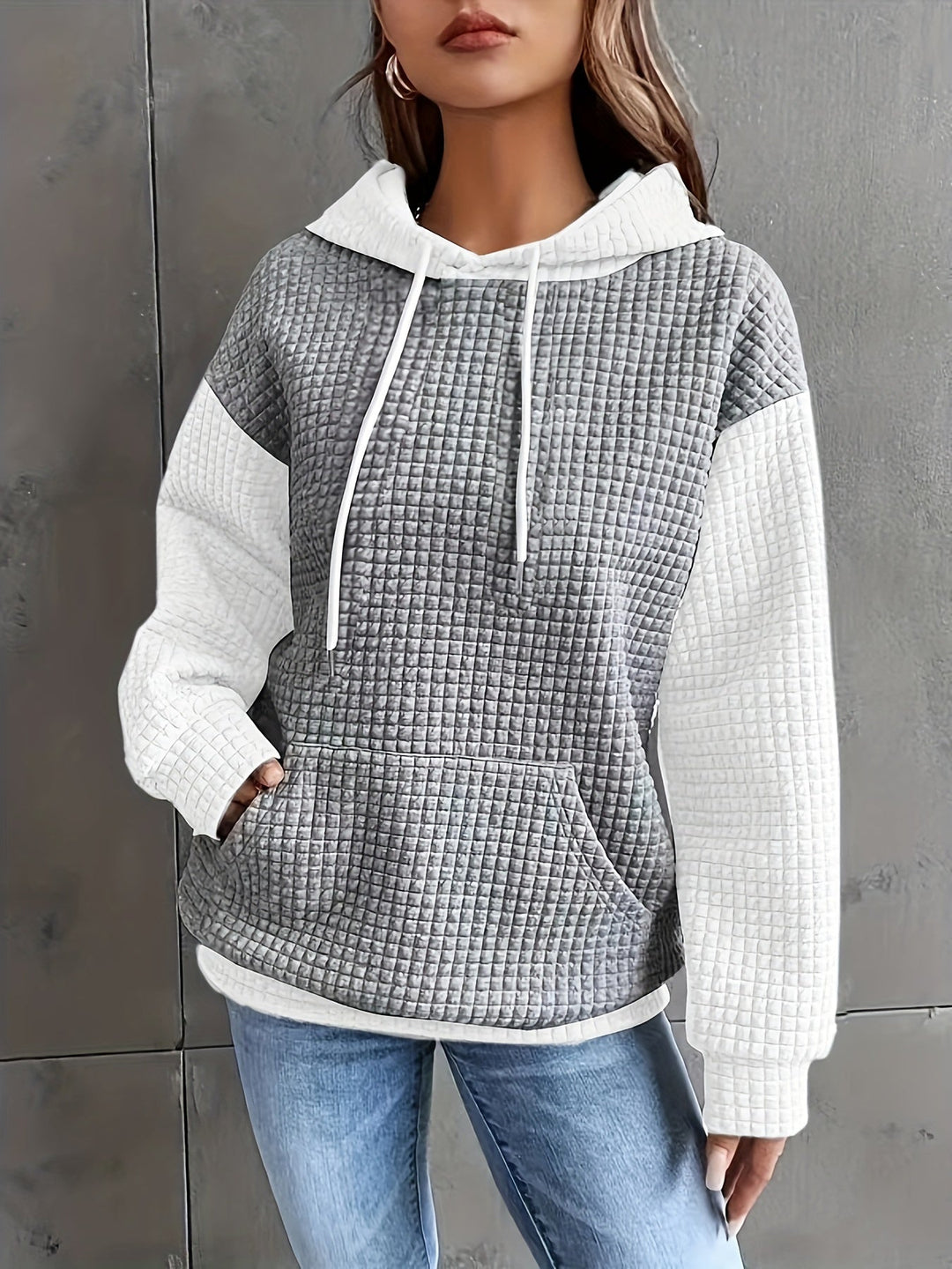 Cozy Waffle-Texture Hoodie for Women