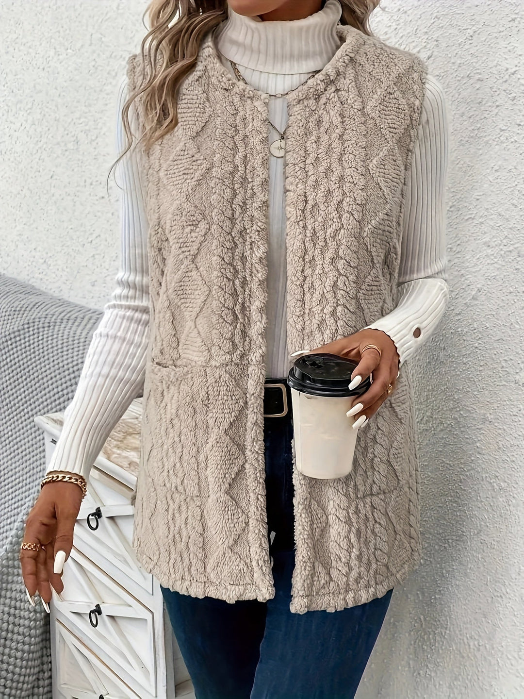 Textured Sleeveless Vest, Women's Cozy Fit