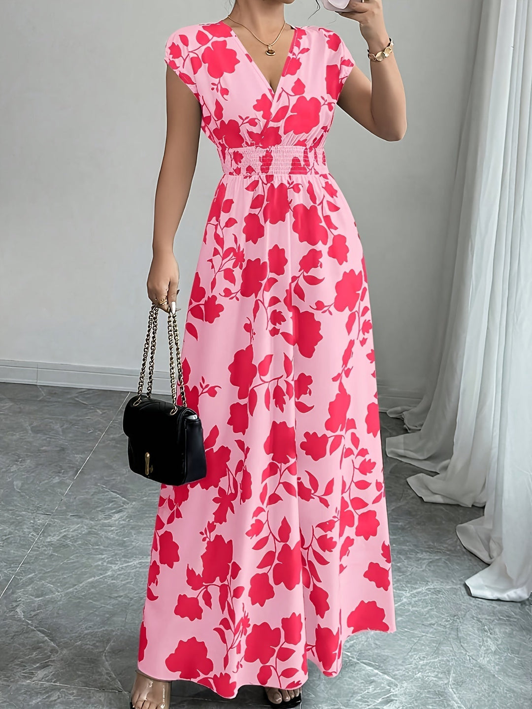Ladies Flowing Floral Maxi Dress