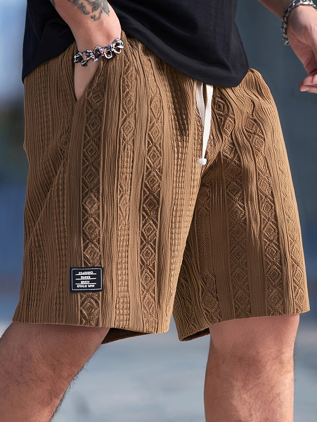 Drawstring Shorts, Men's Textured Fit