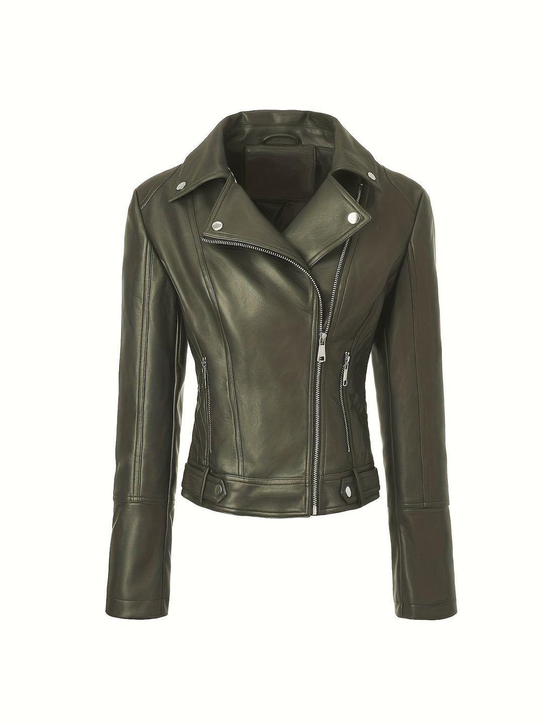 Sculpted Zip-Front Moto Jacket for Women