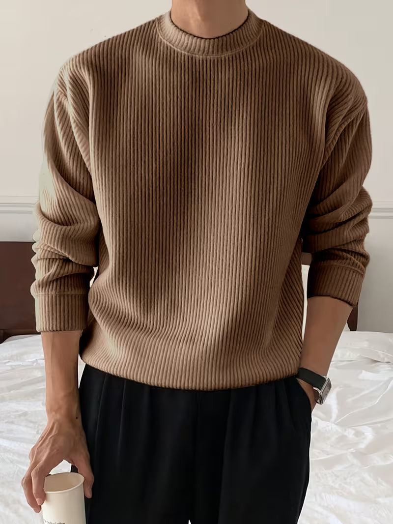 Knitwear Long Sleeve Ribbed Shirt for Men