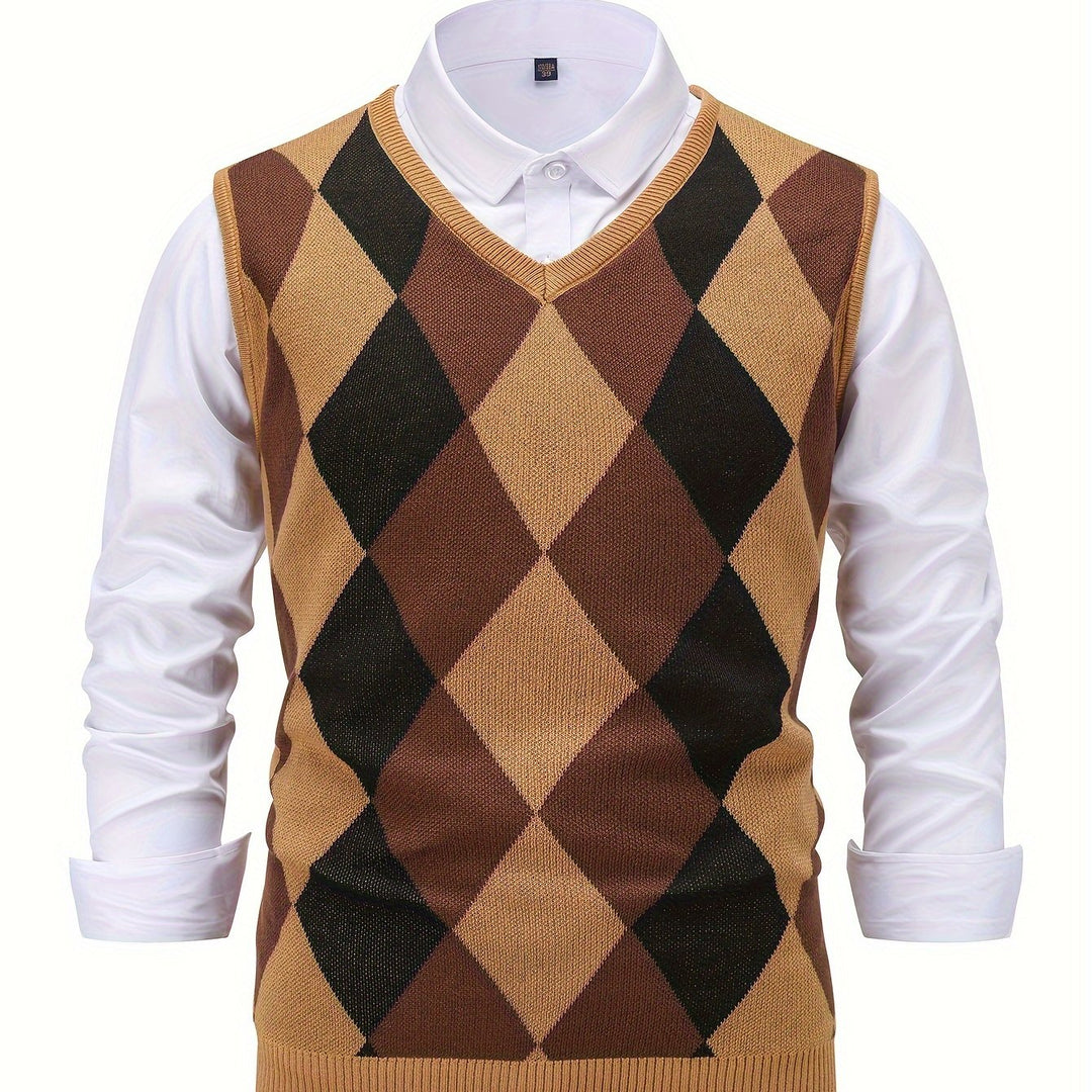 Argyle Sweater Vest, Men's Classic Fit