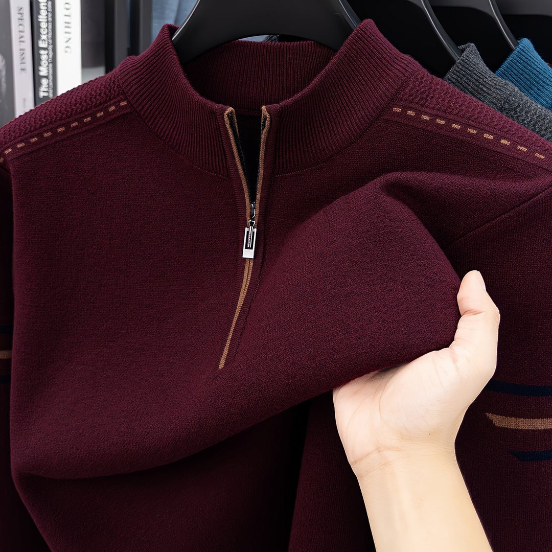 Half-Zip Mock Neck Sweater for Men