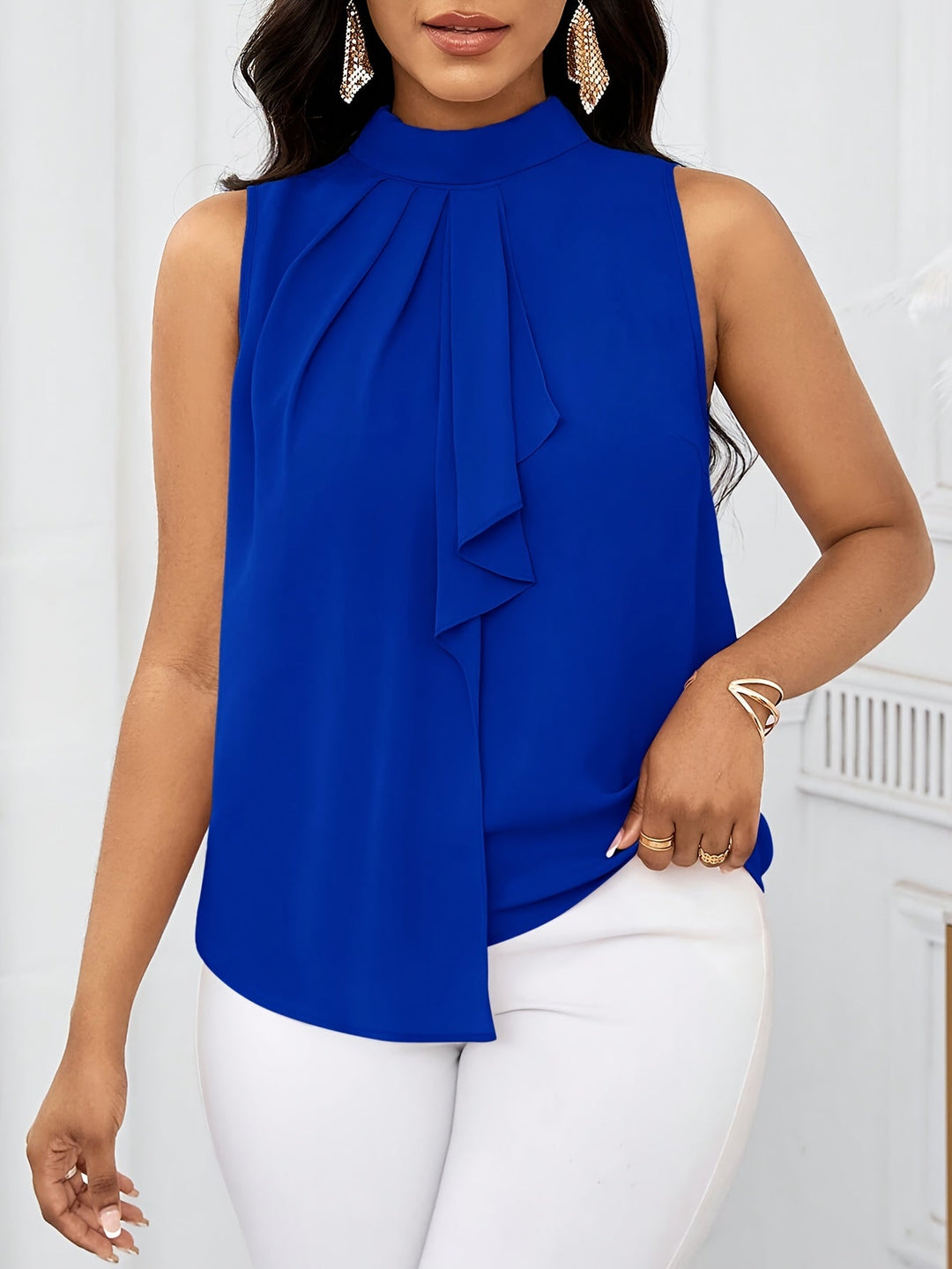 Bow-Neck Sleeveless Top for Women