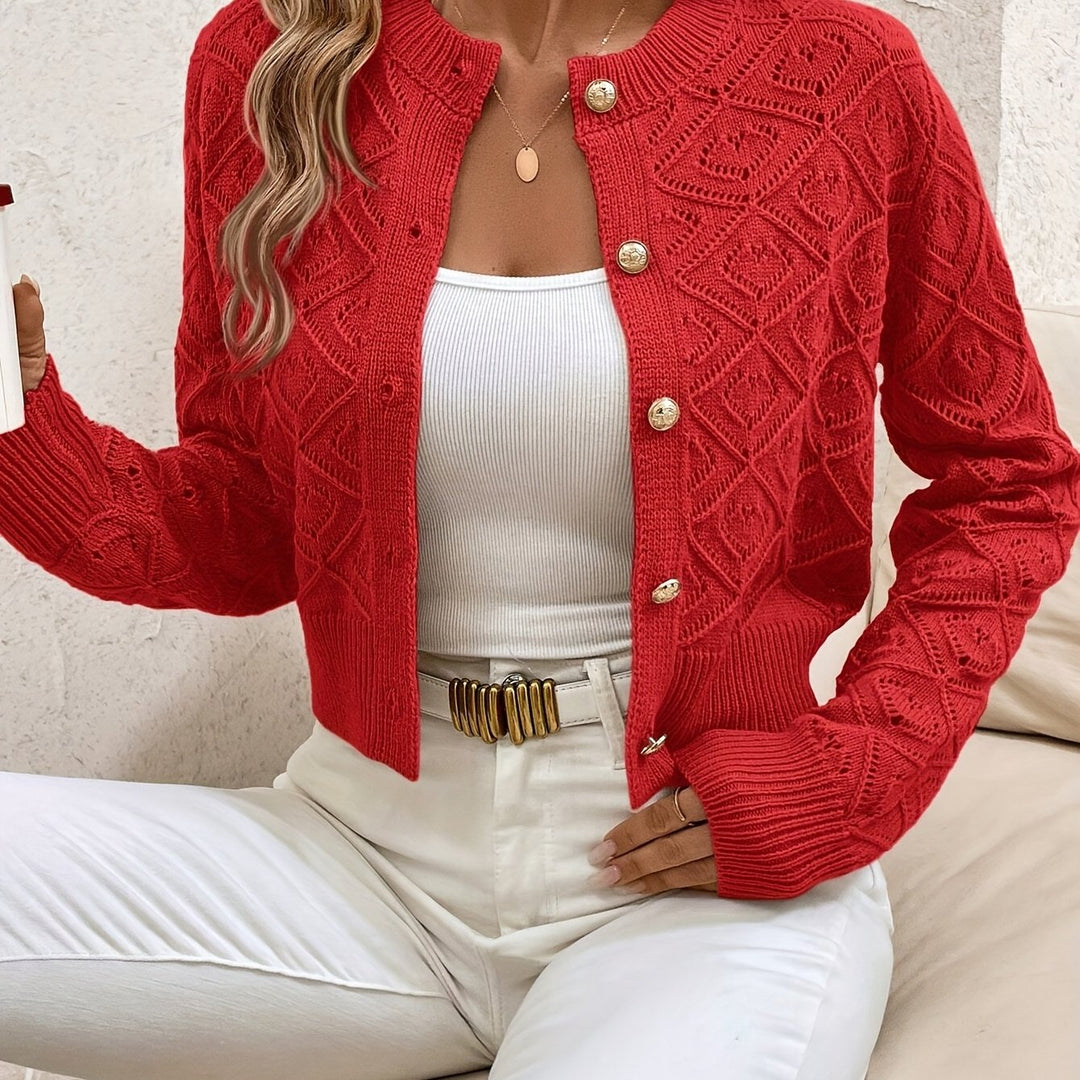 Textured Button-Front Cardigan for Women