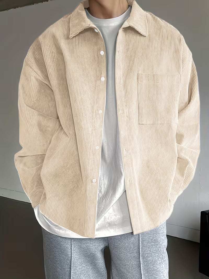 Casual Long Sleeve Corduroy Jacket for Men