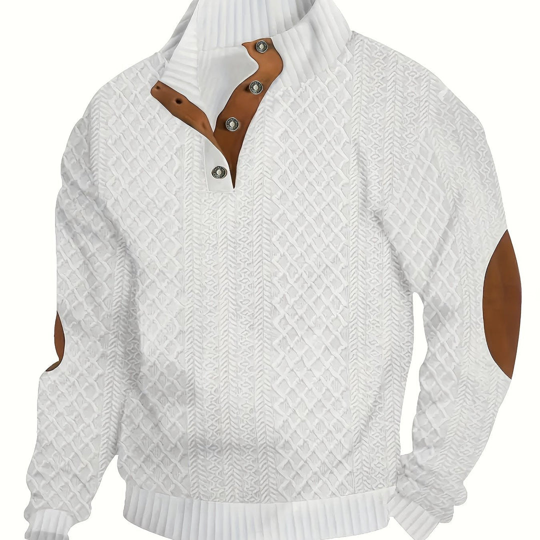 Stand Collar Button Henley Sweater for Men, Plus Size