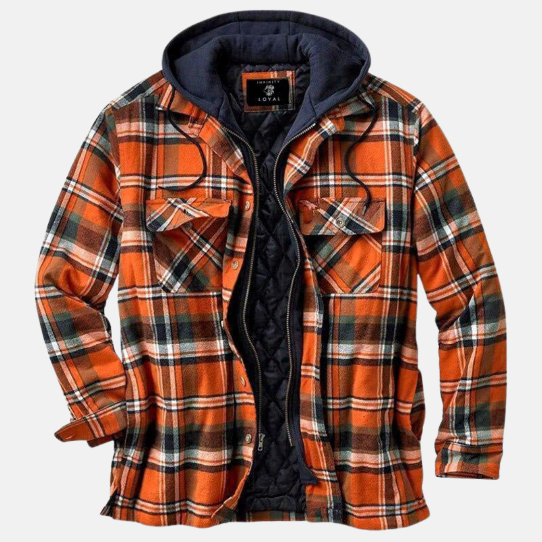 Hooded Plaid Jacket for Men, Rugged Style
