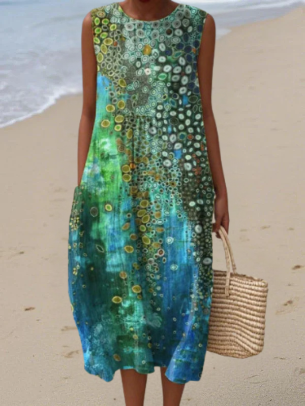 Stylish Mid Sleeve Reef Midi Dress for Women