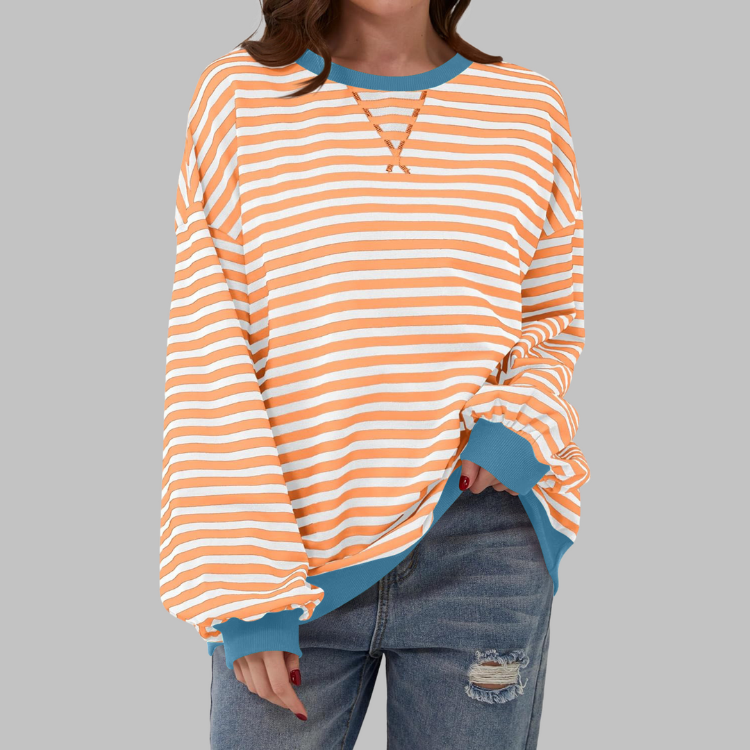 Casual Long Sleeve Striped Sweatshirt for Women
