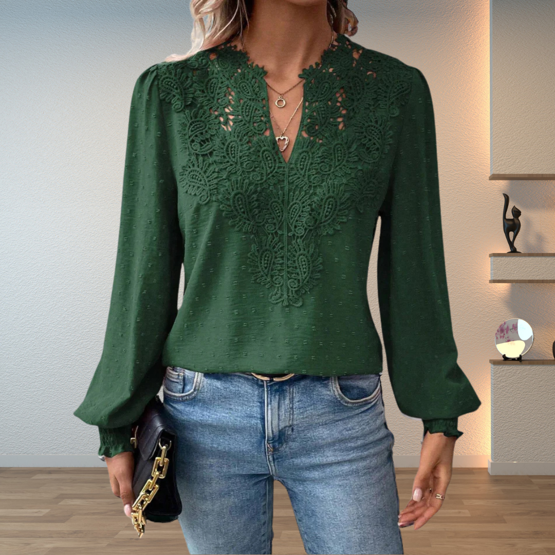 Lace-Trim Blouse for Women, Elegant Style