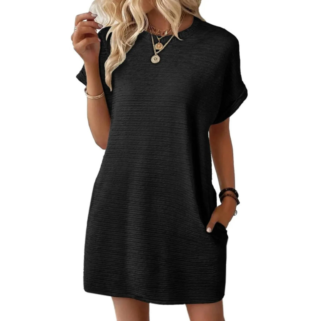 Ladies Minimalist Round Neck Summer Dress