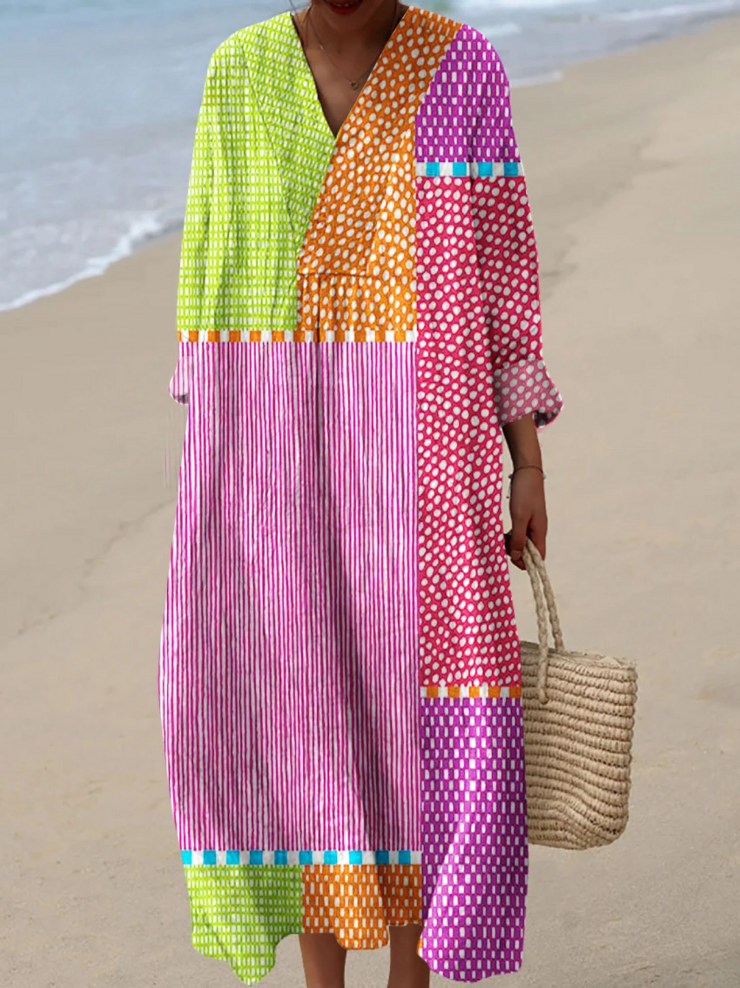Vintage Abstract Geometric Dress for Women, Plus Size