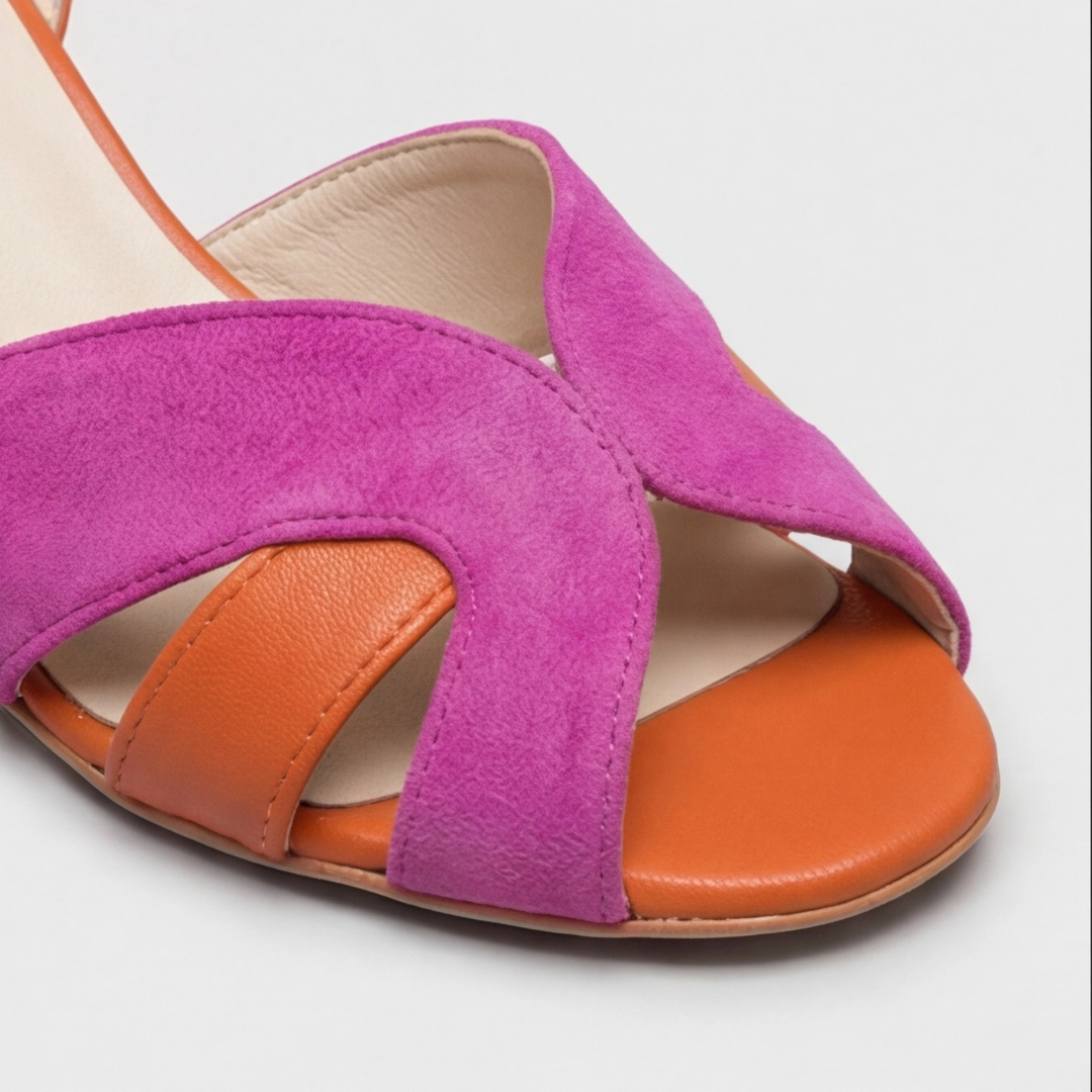 Orthopedic Color Block Chunky Heels for Women, Arch Support