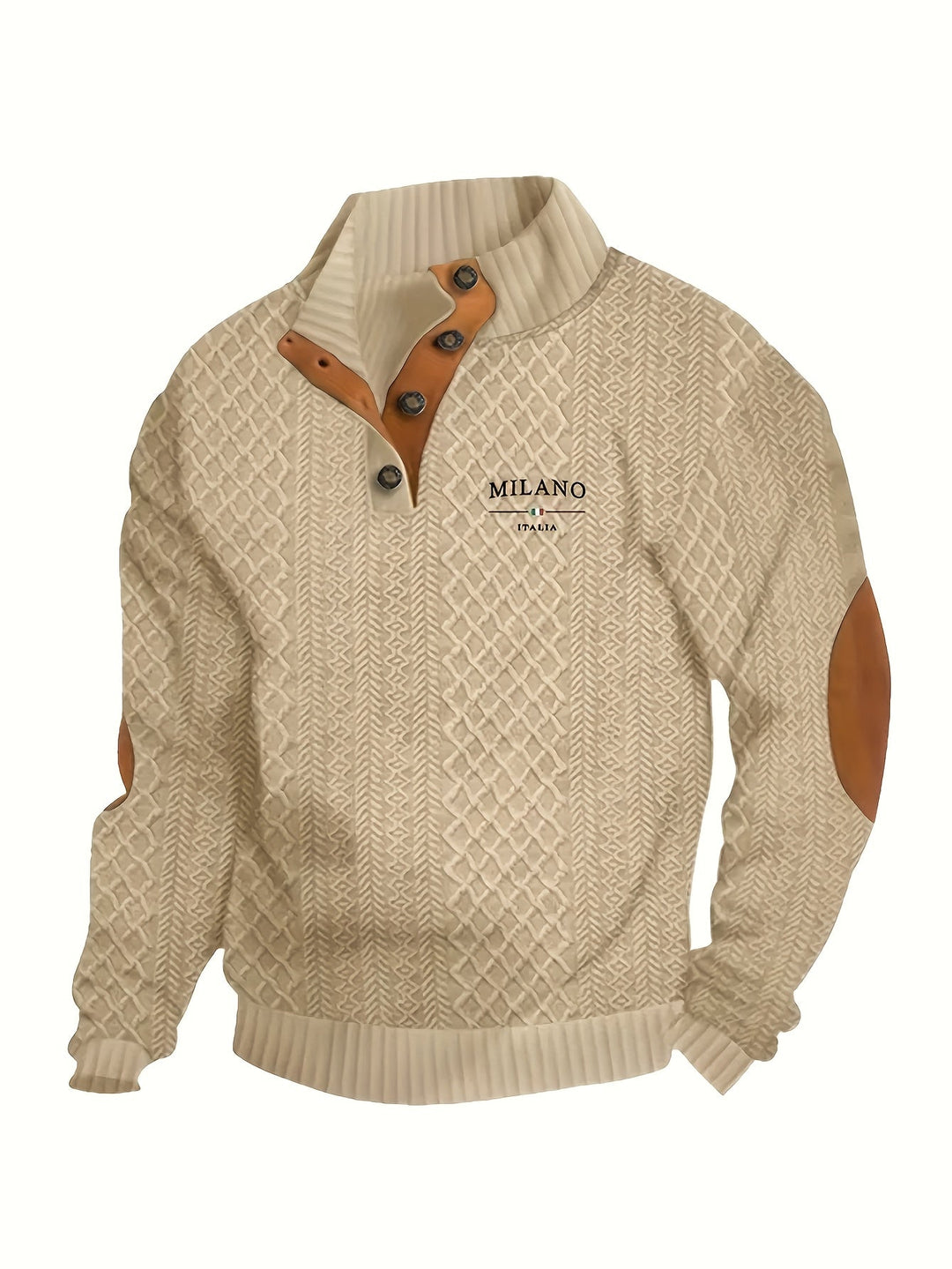 Textured Stand-Collar Sweater for Men