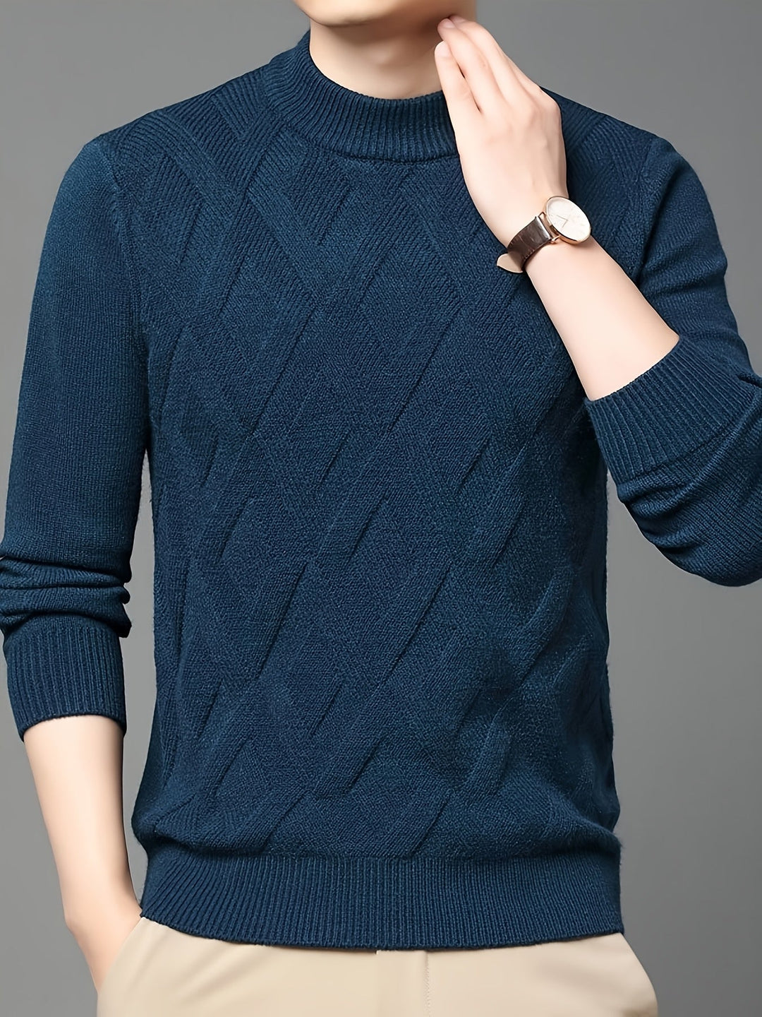 Mock-Neck Sweater, Men's Textured Fit
