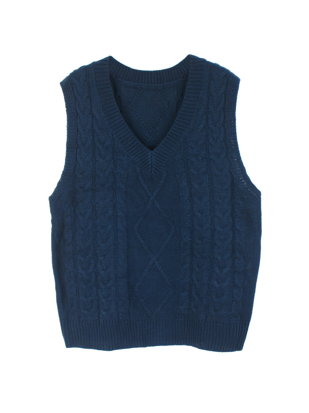 Ladies Cozy Cable-Knit V-Neck Sweater Vest