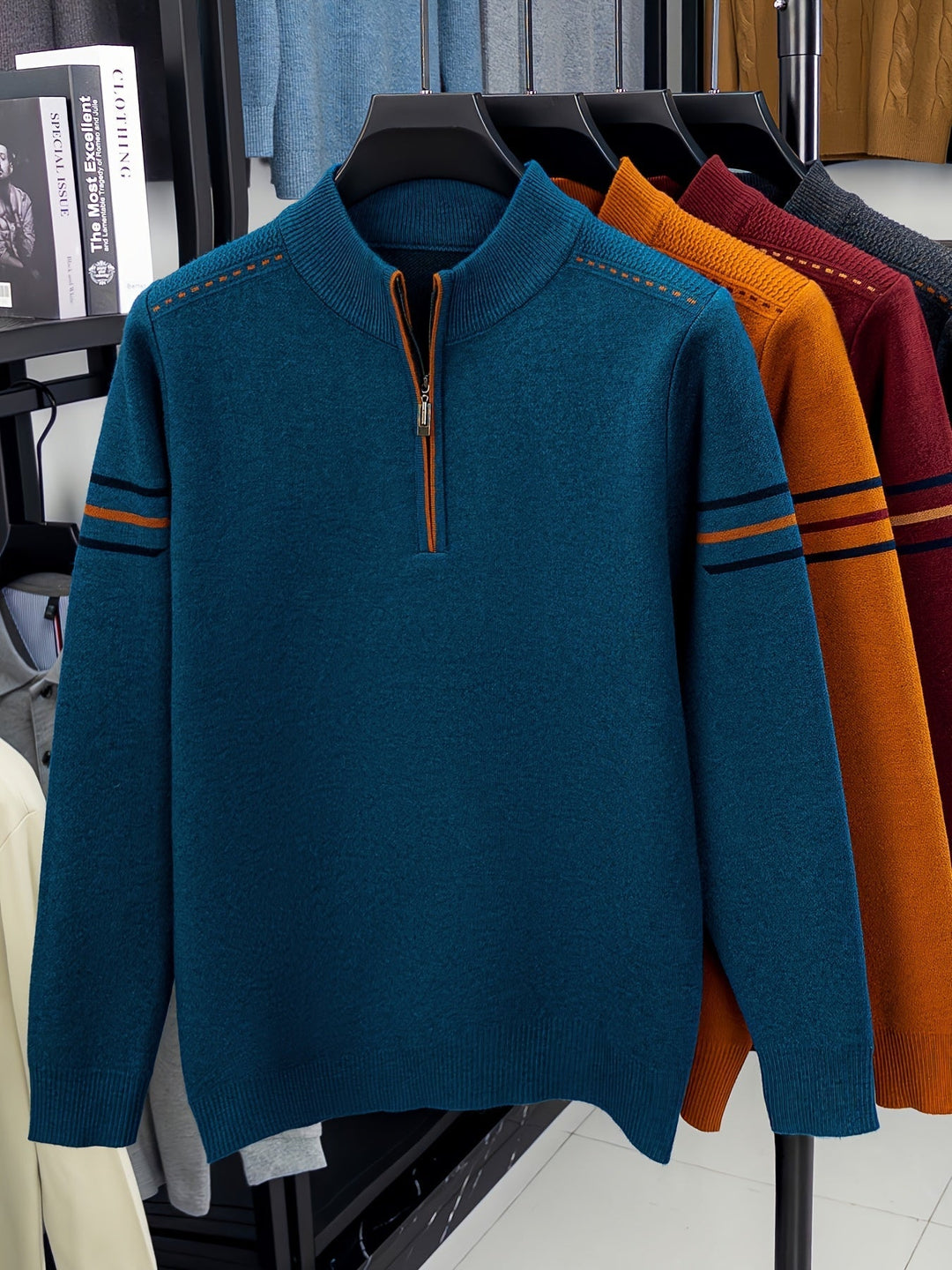 Half-Zip Mock Neck Sweater for Men